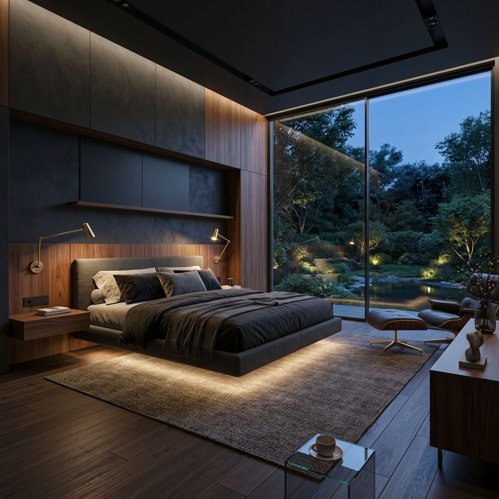 Floating Walnut Suite Bed